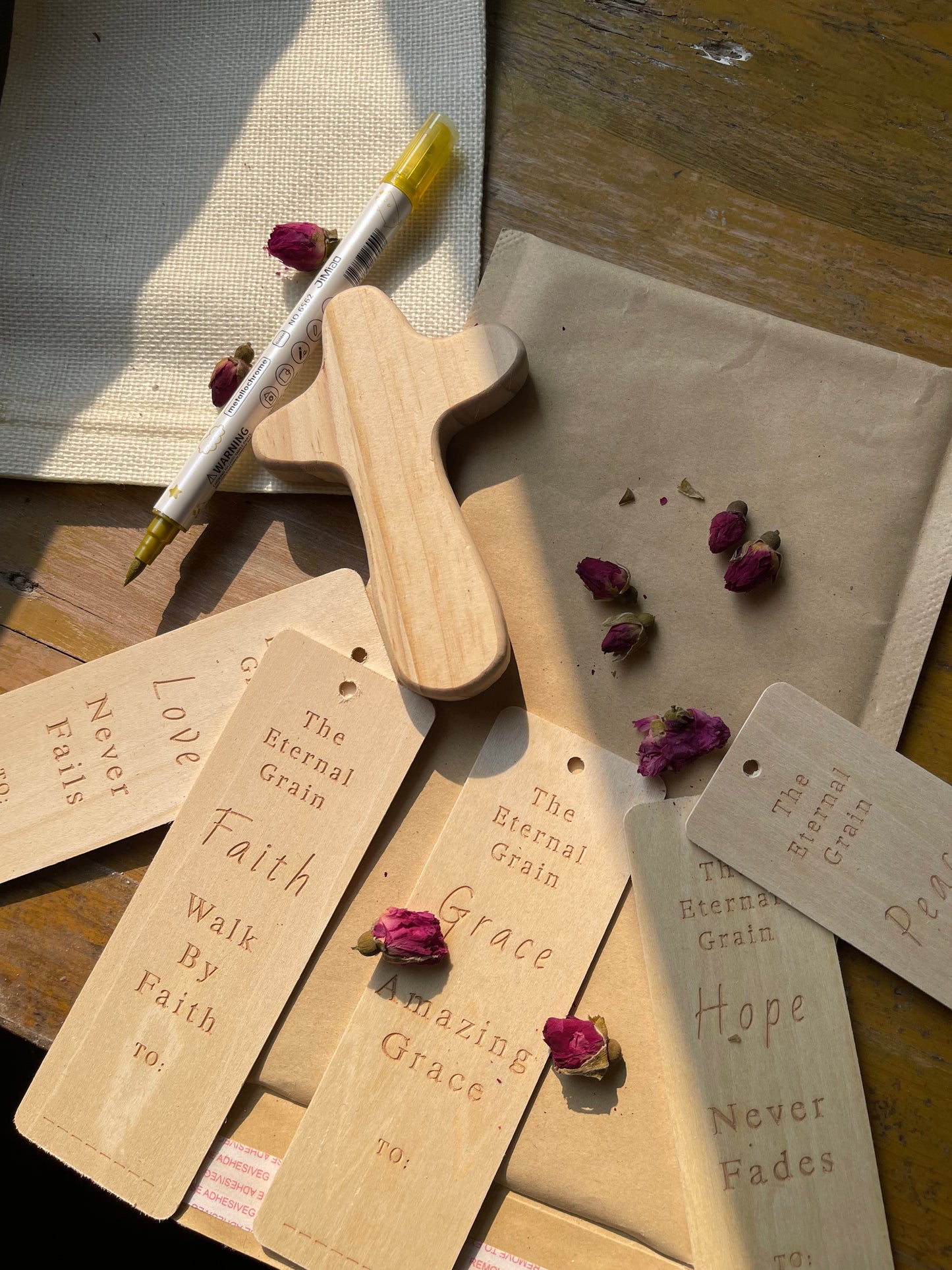 Hand-Carved Prayer Cross Gift Set (7-Piece Faith Kit)
